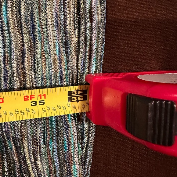 Connected Greens Blues Yellows Stripe Designs Sleeveless V Neck Sz 14P. - Picture 8 of 10